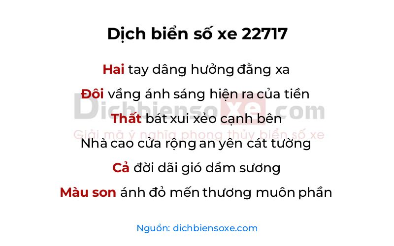 Dịch thơ biển số 22717