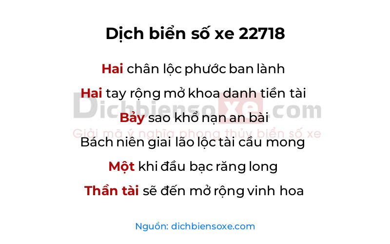 Dịch thơ biển số 22718