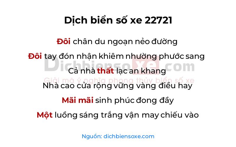 Dịch thơ biển số 22721