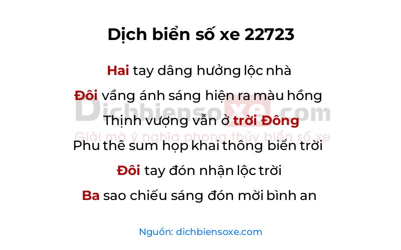 Dịch thơ biển số 22723