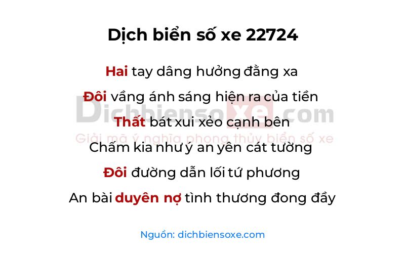 Dịch thơ biển số 22724