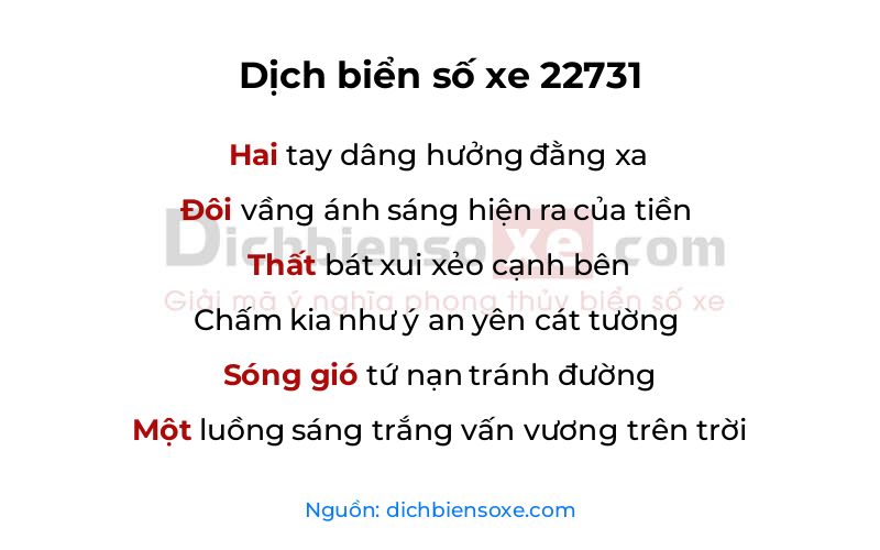 Dịch thơ biển số 22731