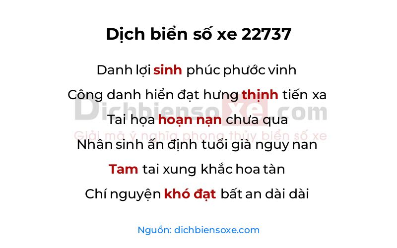 Dịch thơ biển số 22737