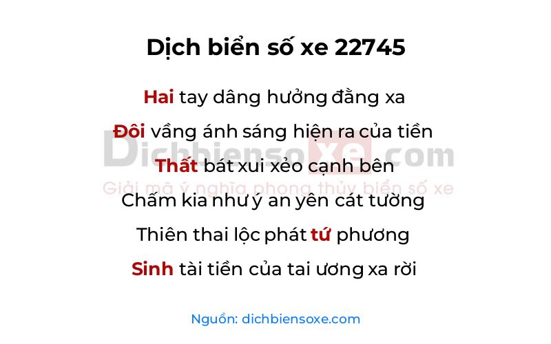 Dịch thơ biển số 22745