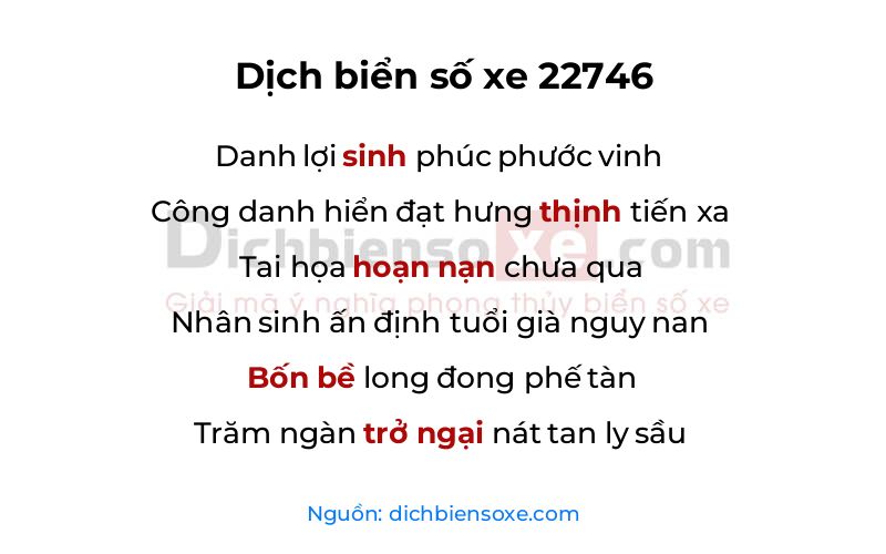 Dịch thơ biển số 22746