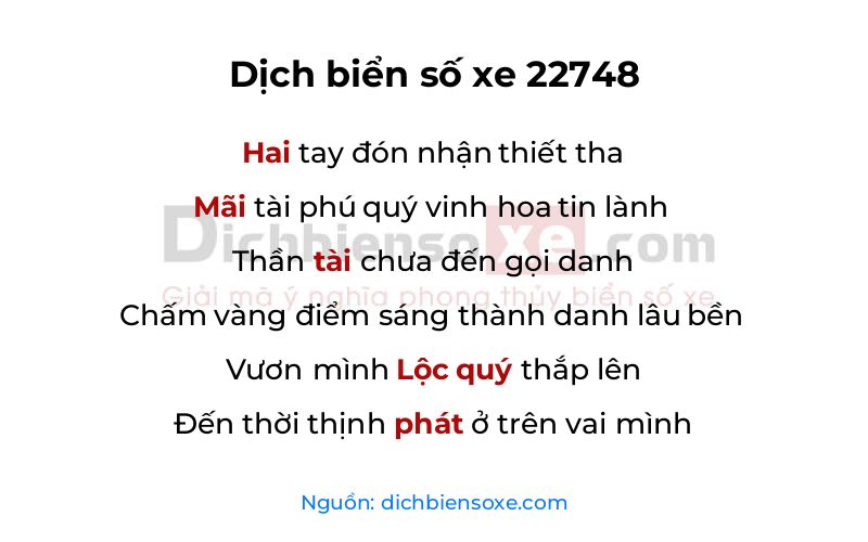 Dịch thơ biển số 22748