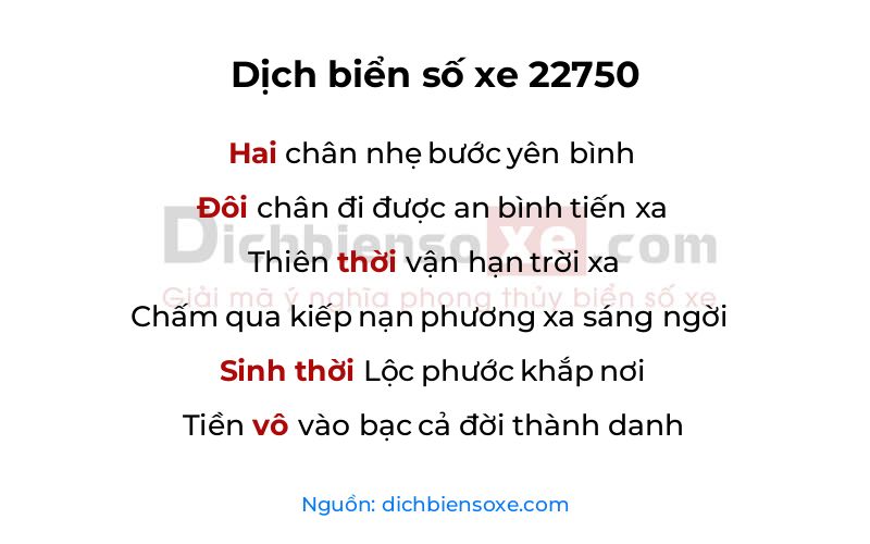 Dịch thơ biển số 22750