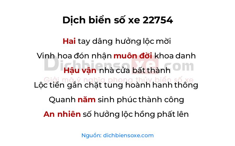 Dịch thơ biển số 22754