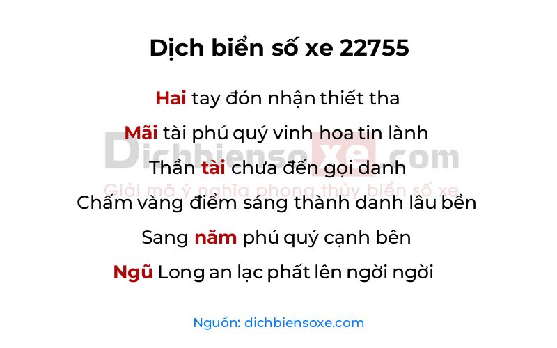 Dịch thơ biển số 22755
