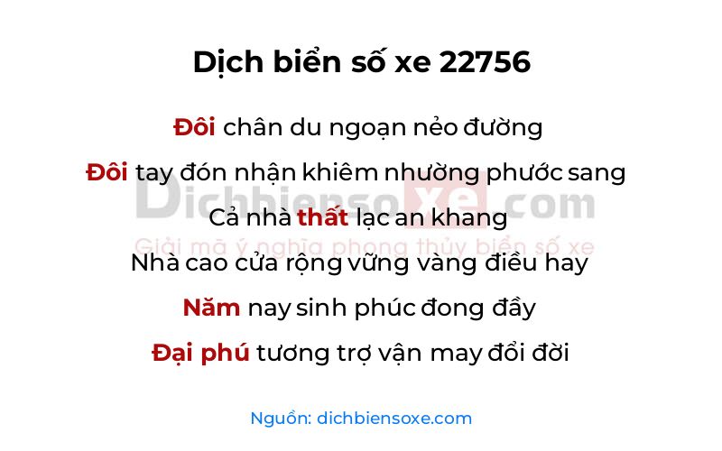 Dịch thơ biển số 22756