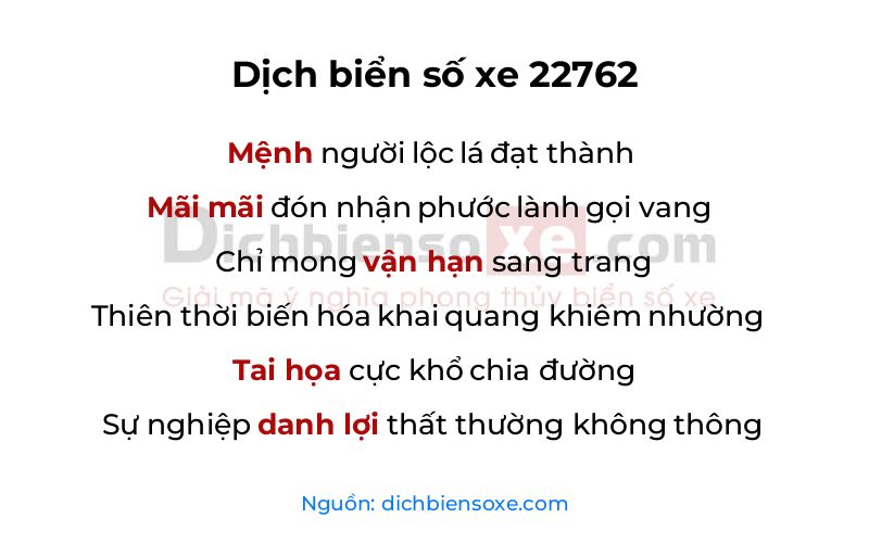 Dịch thơ biển số 22762