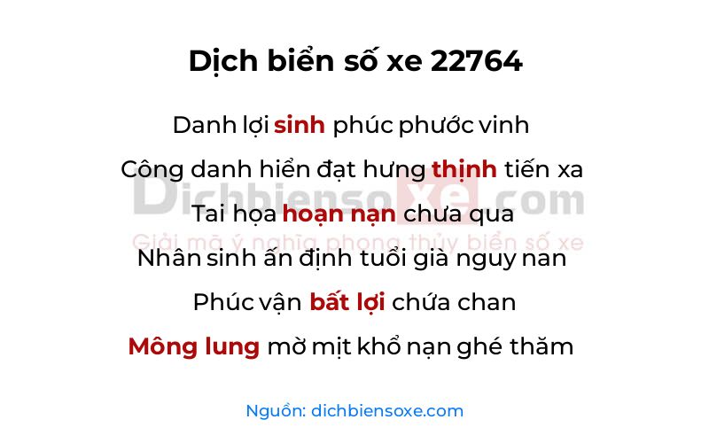 Dịch thơ biển số 22764