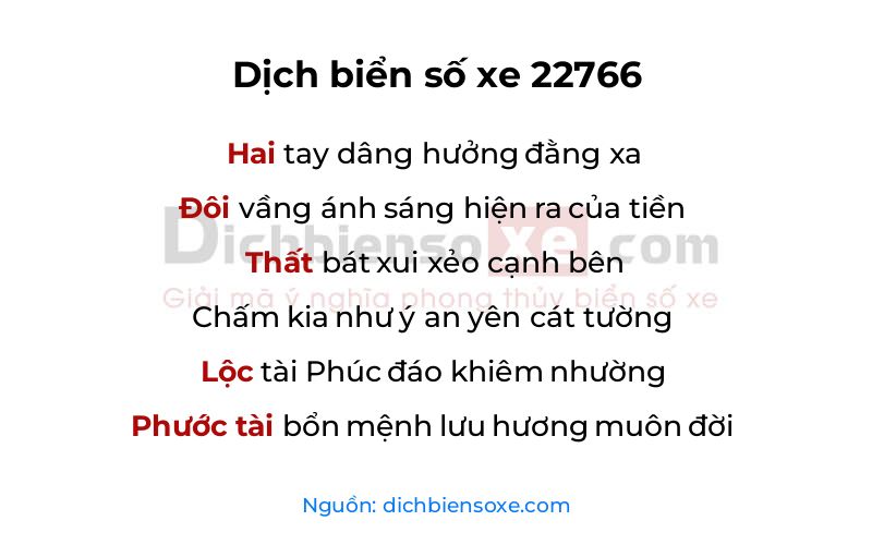Dịch thơ biển số 22766