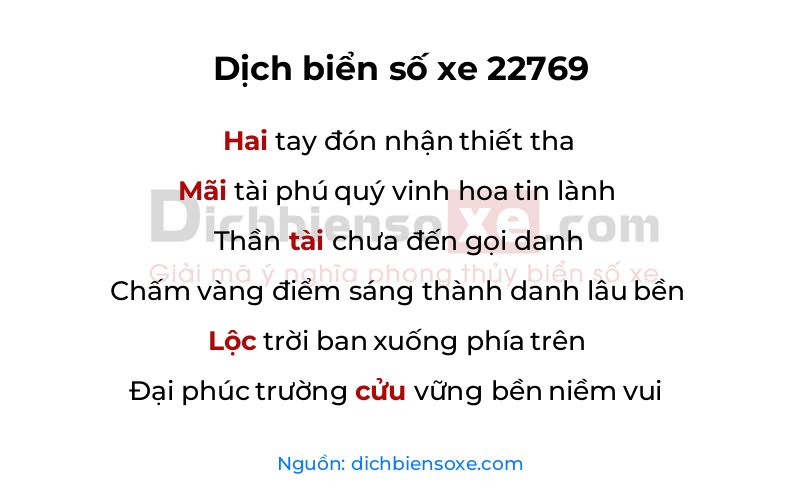 Dịch thơ biển số 22769