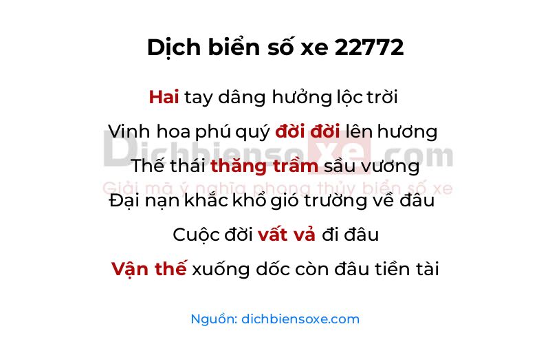 Dịch thơ biển số 22772
