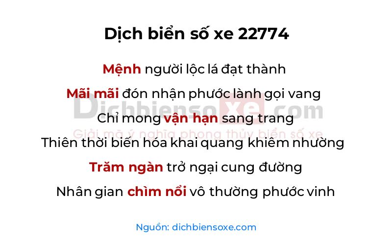 Dịch thơ biển số 22774