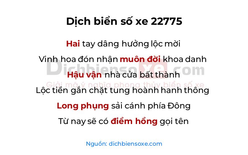 Dịch thơ biển số 22775