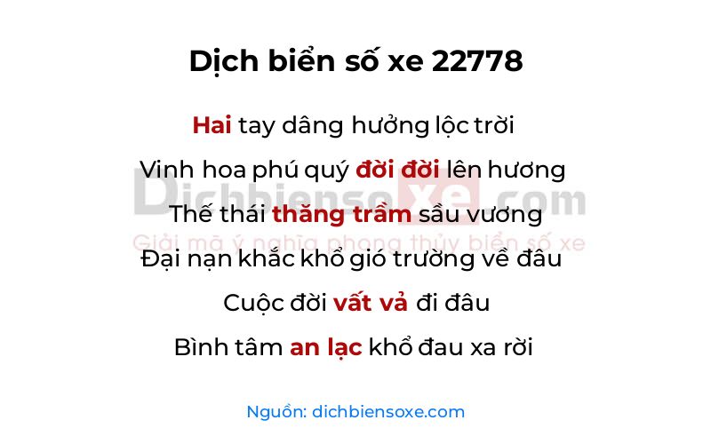 Dịch thơ biển số 22778