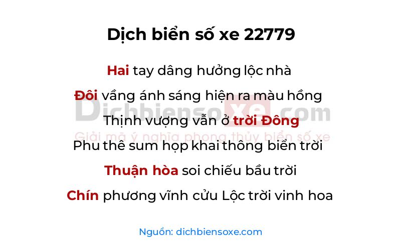 Dịch thơ biển số 22779