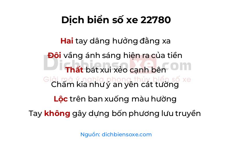 Dịch thơ biển số 22780