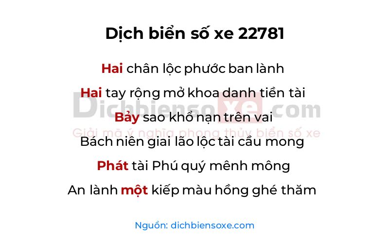 Dịch thơ biển số 22781