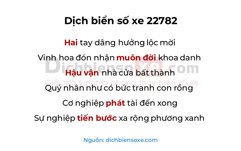 Dịch thơ biển số 22782