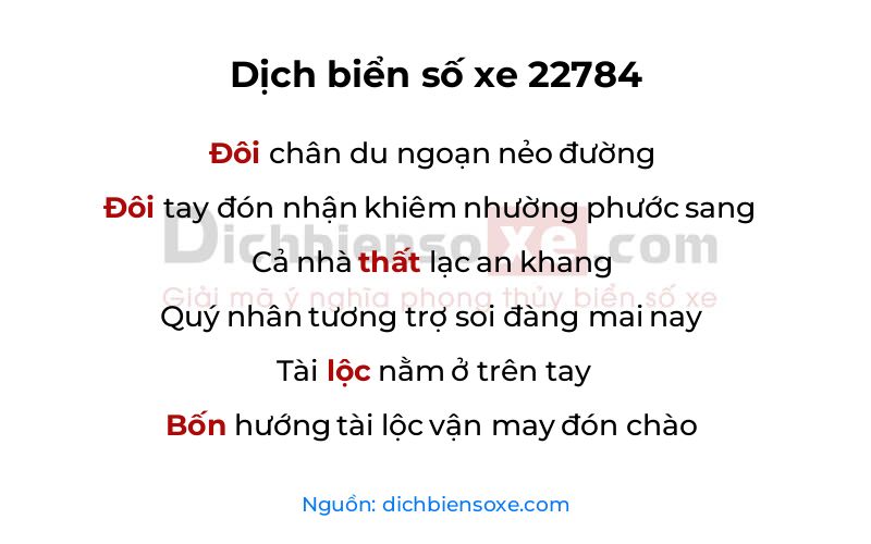 Dịch thơ biển số 22784