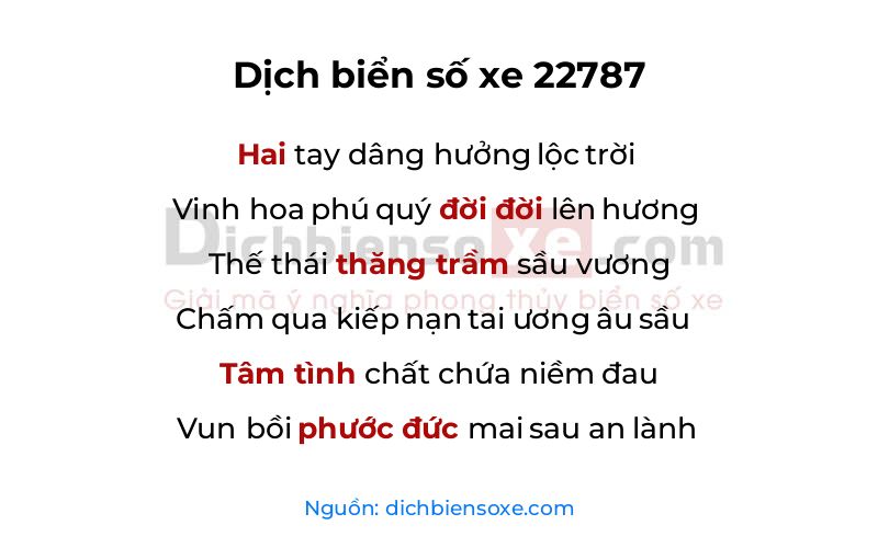 Dịch thơ biển số 22787