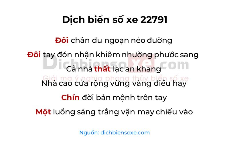 Dịch thơ biển số 22791
