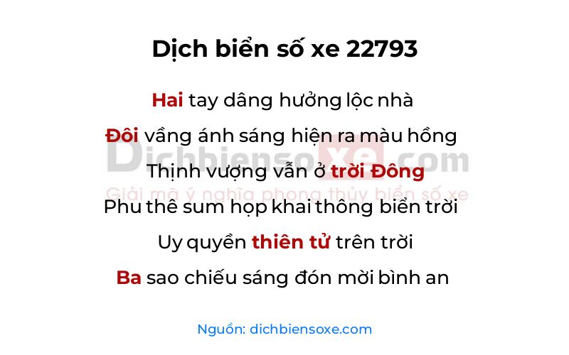 Dịch thơ biển số 22793
