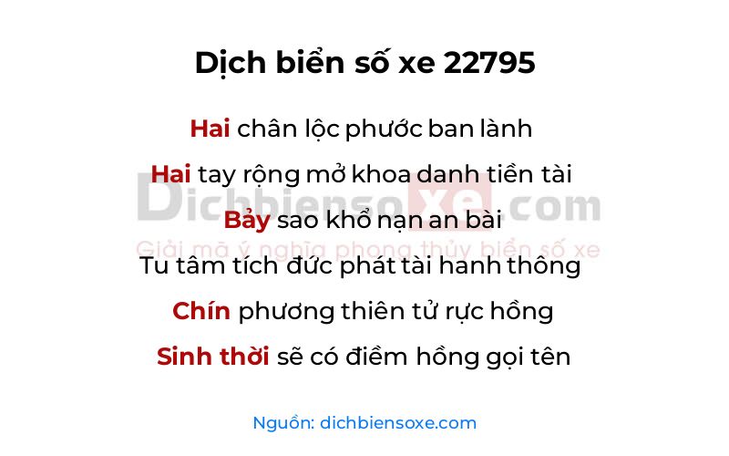Dịch thơ biển số 22795