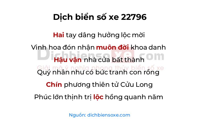 Dịch thơ biển số 22796
