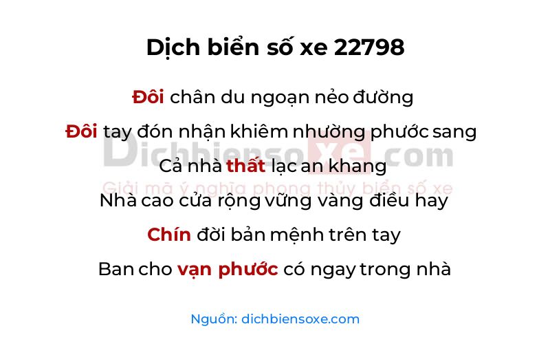 Dịch thơ biển số 22798