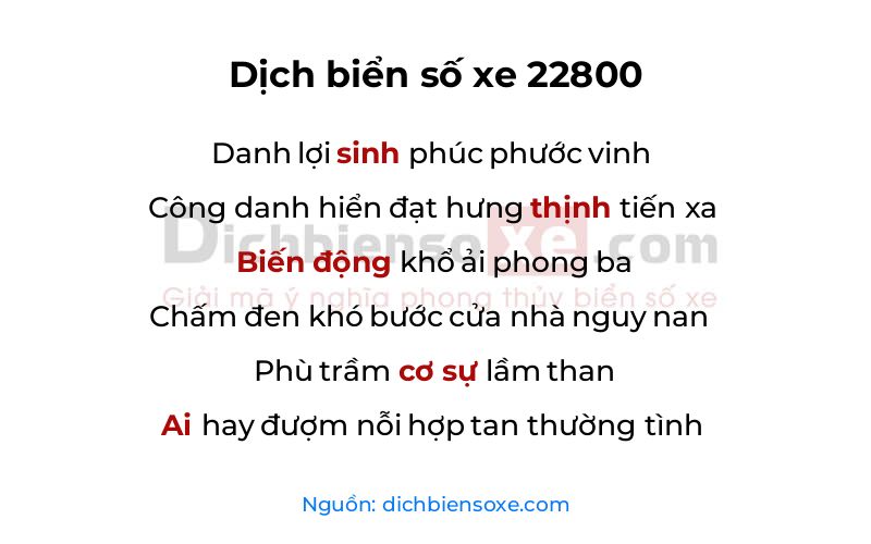 Dịch thơ biển số 22800