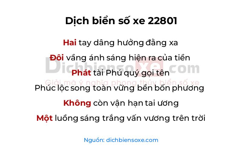 Dịch thơ biển số 22801