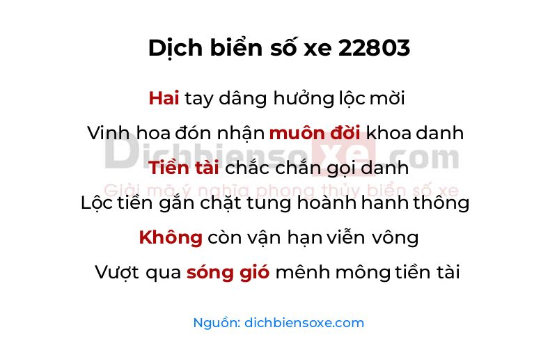 Dịch thơ biển số 22803