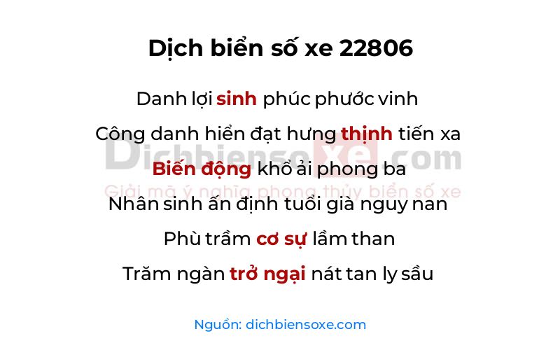 Dịch thơ biển số 22806