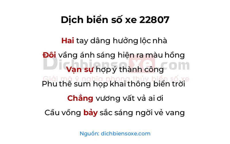 Dịch thơ biển số 22807