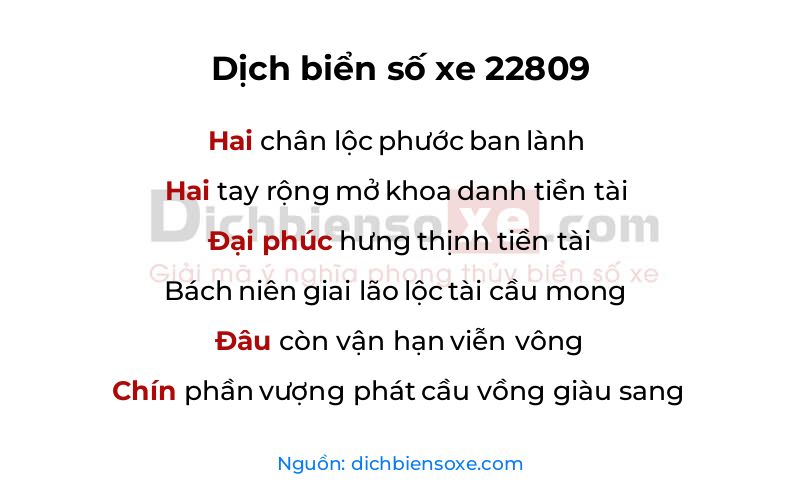 Dịch thơ biển số 22809