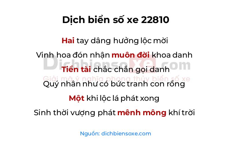 Dịch thơ biển số 22810