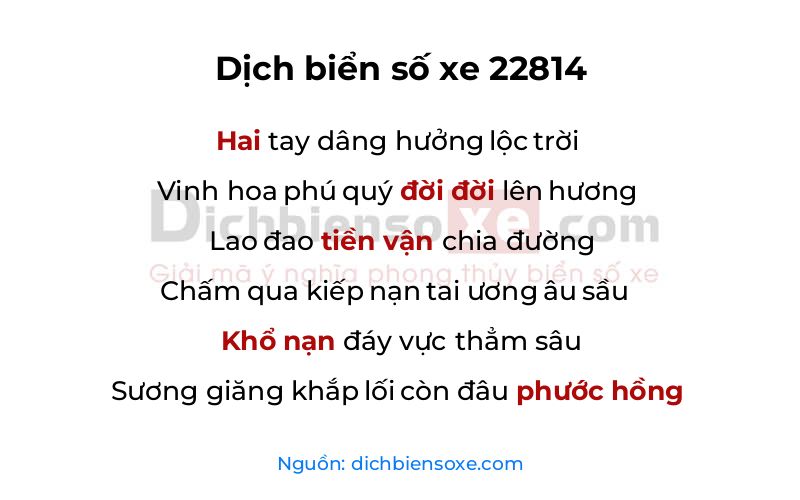 Dịch thơ biển số 22814