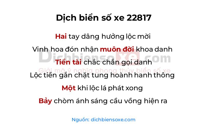 Dịch thơ biển số 22817