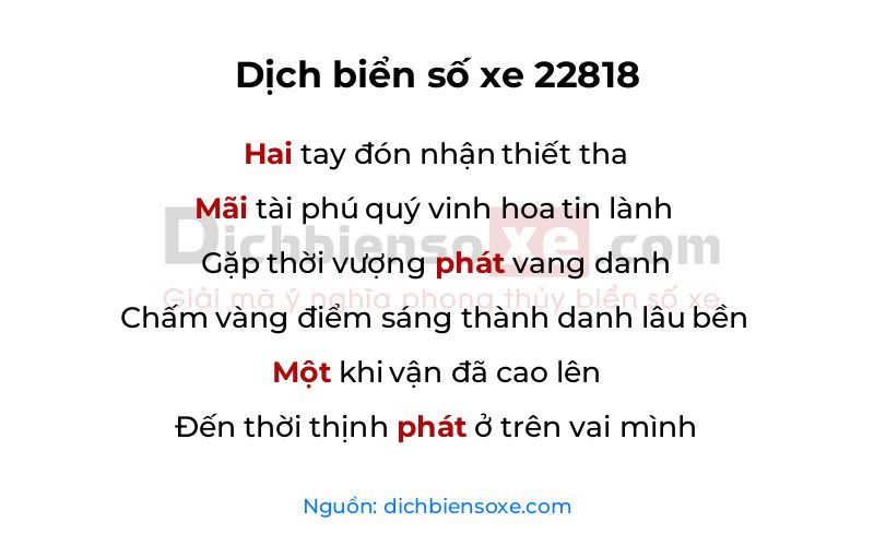 Dịch thơ biển số 22818