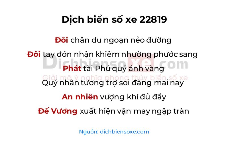 Dịch thơ biển số 22819