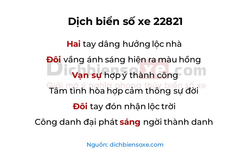 Dịch thơ biển số 22821