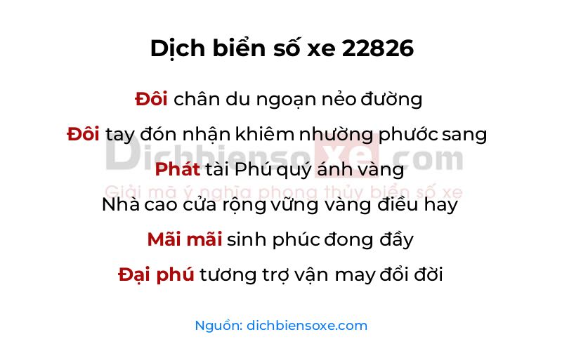 Dịch thơ biển số 22826