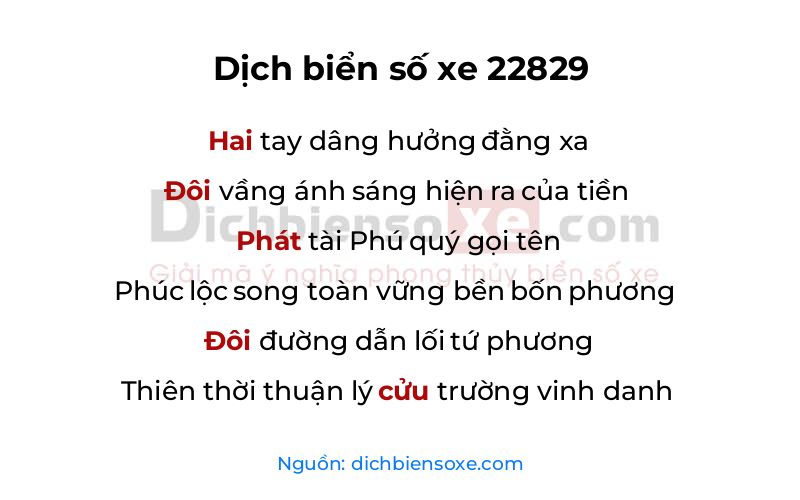 Dịch thơ biển số 22829