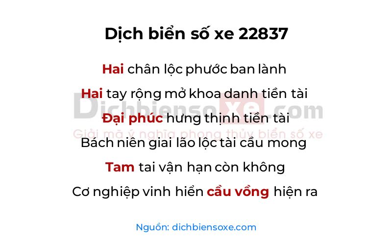 Dịch thơ biển số 22837