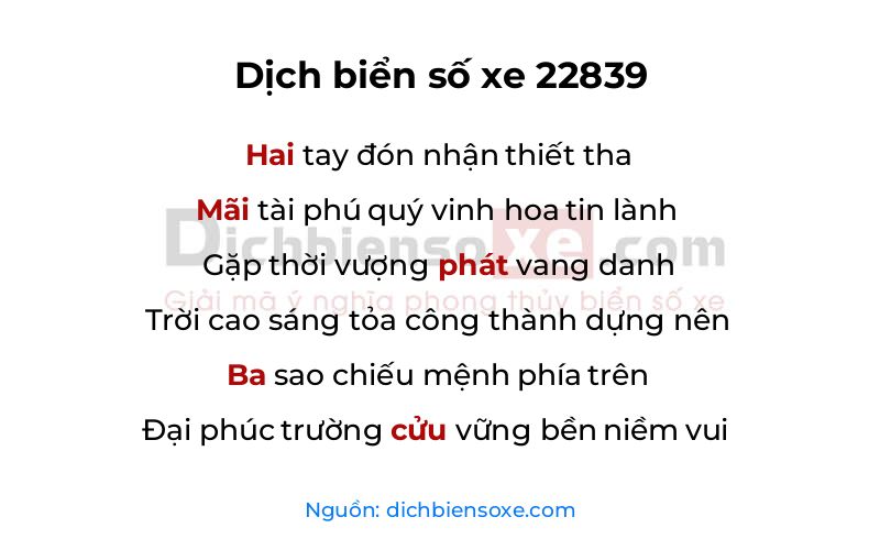 Dịch thơ biển số 22839