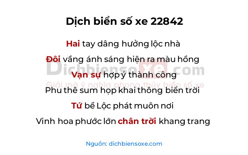 Dịch thơ biển số 22842
